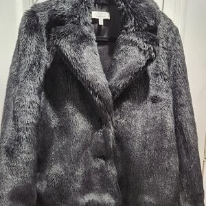 Elegant Black Faux Fur Coat